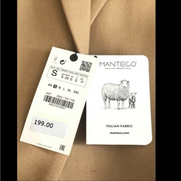 ZARA Camel Italian Wool Menswear Style Coat Jacket Small NWT NEW Blogger Fav - Picture 16 of 16